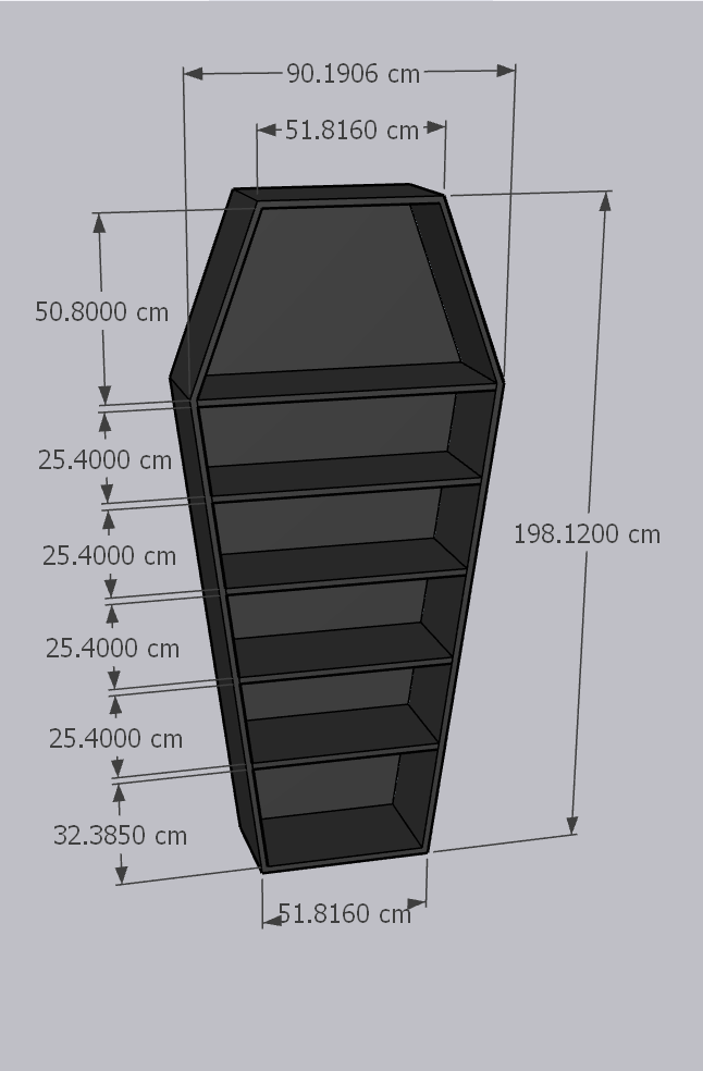 Coffin Bookshelf (Large, 6'6")