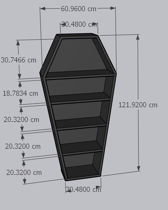 Coffin Bookshelf (Small, 4')