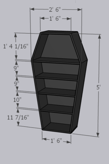 Coffin Bookshelf (Medium, 5')