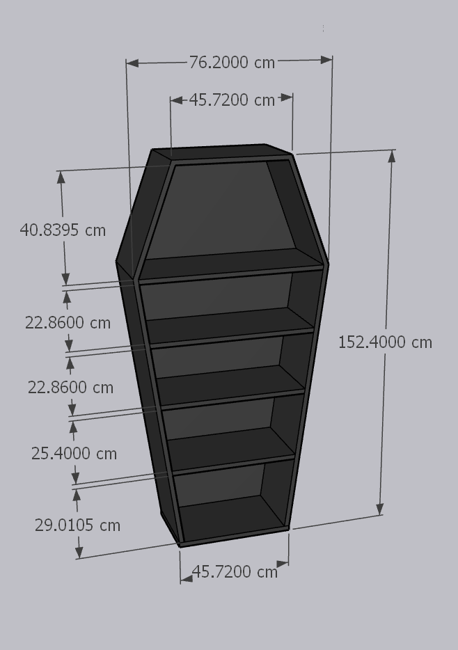 Coffin Bookshelf (Medium, 5')